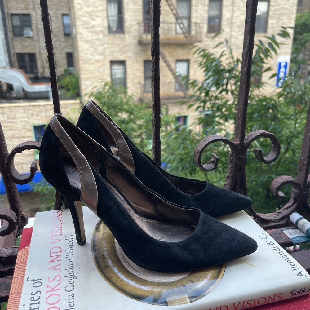 Calvin Black and Metallic Pumps